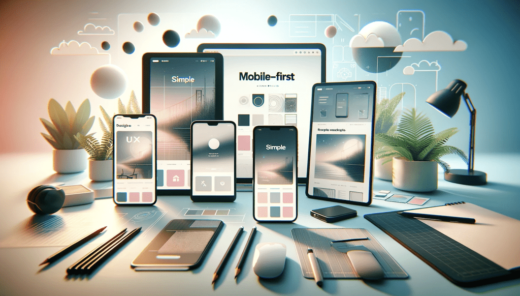 Mobile First Graphic Design Strategy for Mobile Device Screen UX on Smartphones Cellphones Tablets Laptops